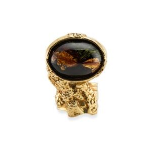 *RARE* Yves Saint Laurent Black Gold Vintage Arty Ring SZ 5